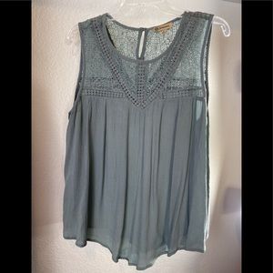 Democracy size large sleeveless top with crochet inset
